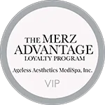 Merz Advantage loyalty program badge design.